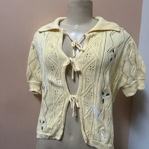Yellow Knit Tie-Front Cardigan